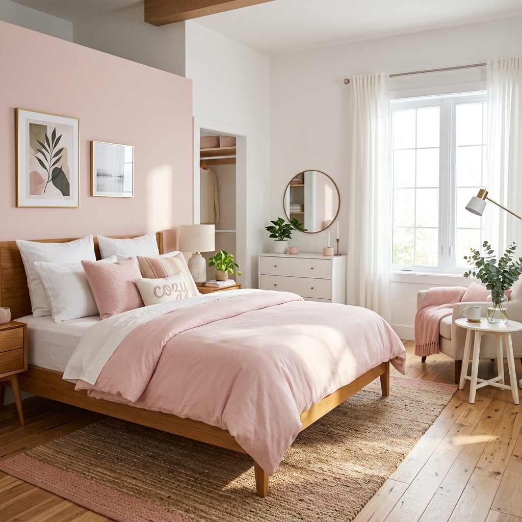 Cozy tidy bedroom with clean linens